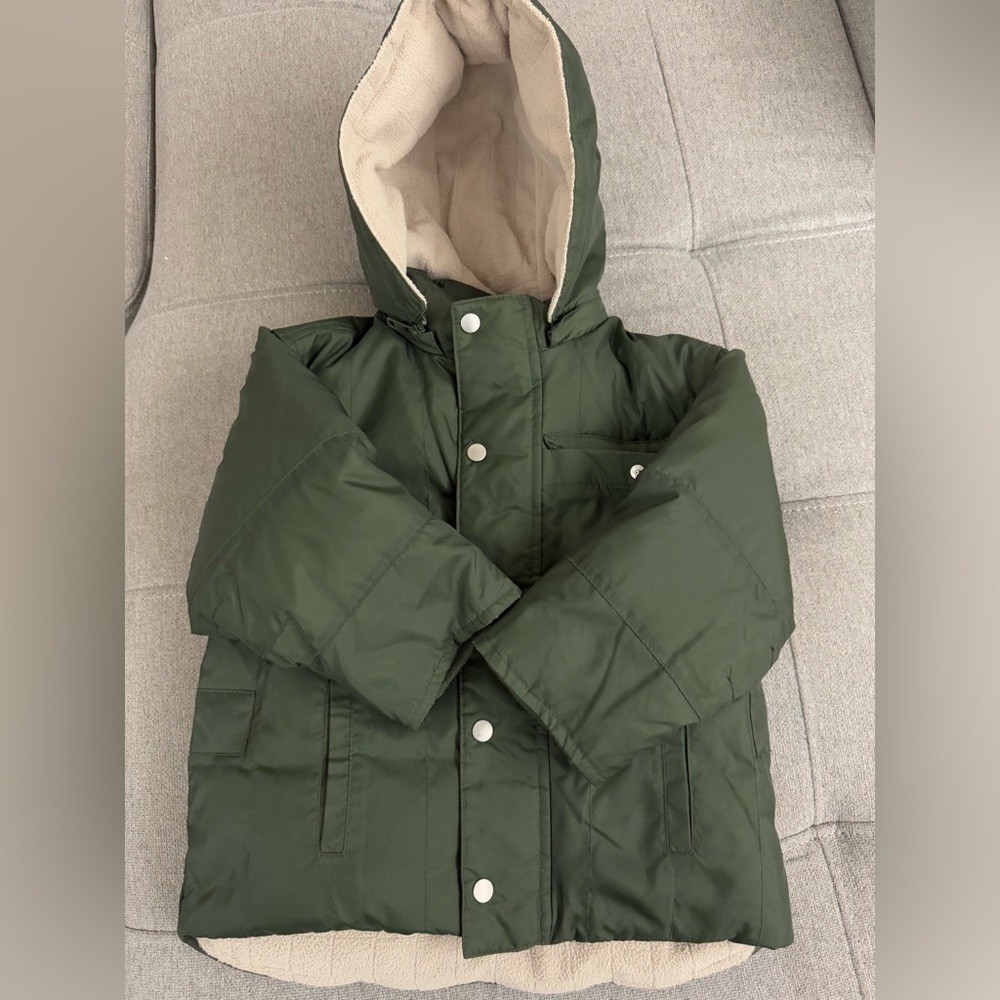 Baby Gap Kids Olive Green Hooded puffer Jacket for 3 year old